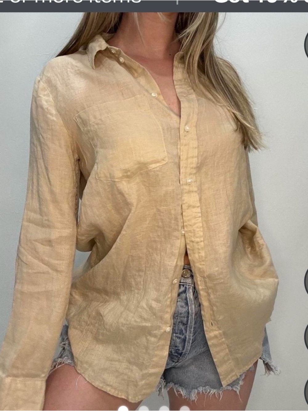 GAP women’s Linen Button down Shirt in Light Beige size small